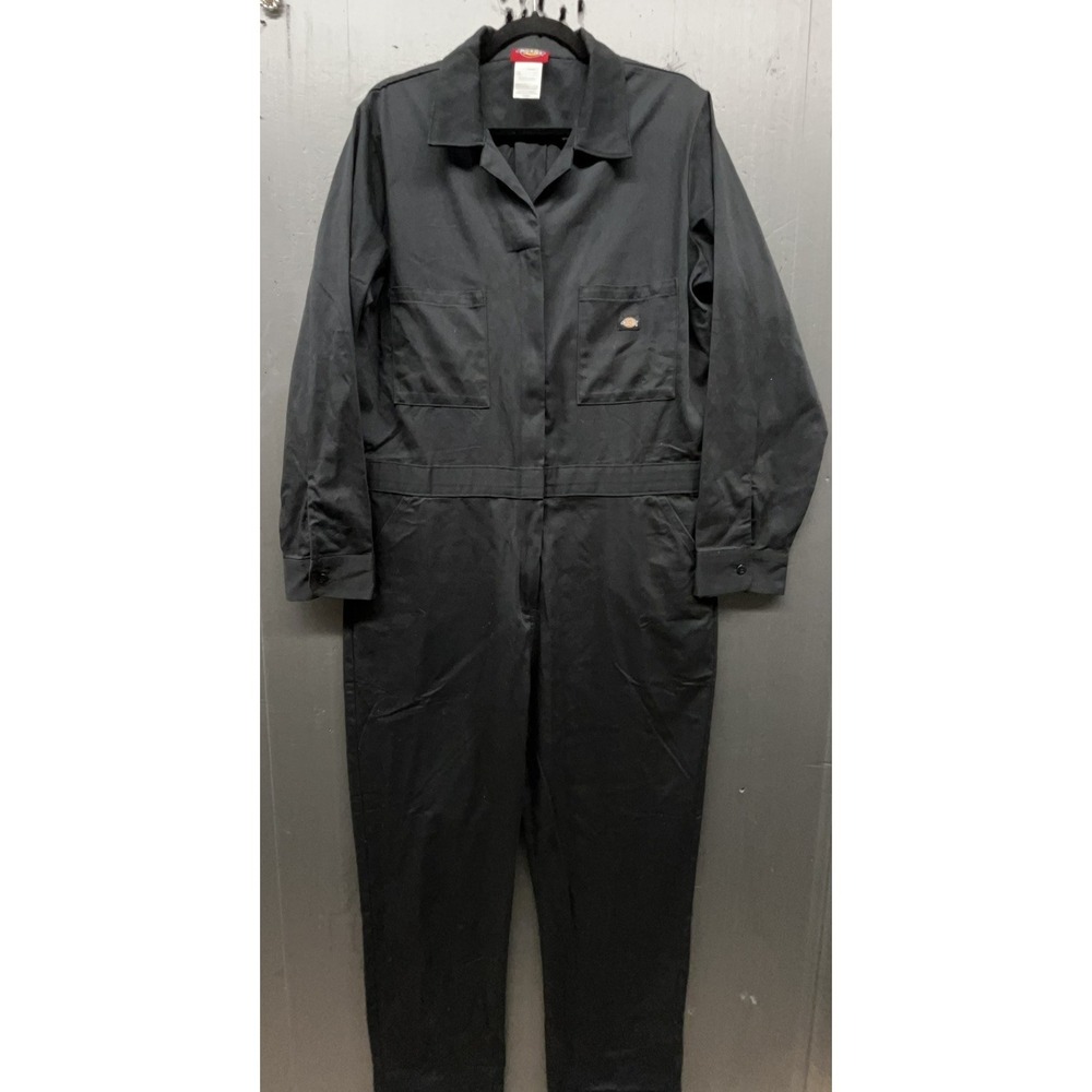 Dickies Coveralls Men XL Black Cotton Pockets Zip‎ Work Mechanic Utility